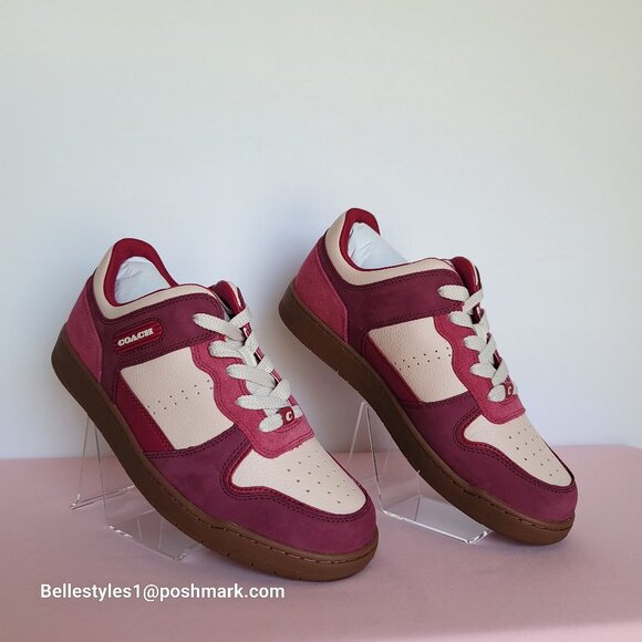 COACH Low Top Leather and Suede Sneakers C201- Pink color-Women’s US Size 9.5B ⭐ - Picture 2 of 16